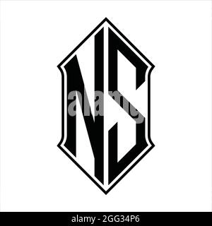 NS Logo monogram with shieldshape and black outline design template vector icon abstract Stock Vector