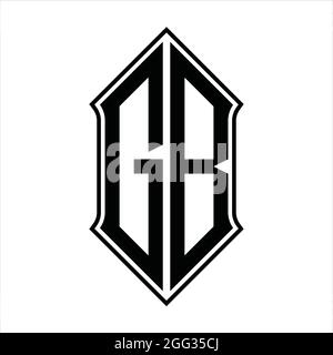 GB Logo monogram with shieldshape and black outline design template vector icon abstract Stock Vector