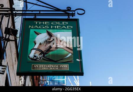 The Old Nags Head pub sign. Jacksons Row, Manchester. Stock Photo