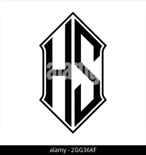 HS Logo monogram with shieldshape and black outline design template ...