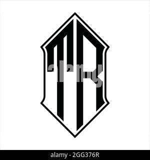 TR Logo monogram with shieldshape and black outline design template vector icon abstract Stock Vector