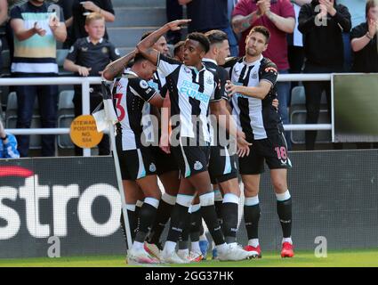 Callum Wilson #9 of Newcastle United celebrates his goal to make it 0-4 ...