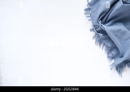 blue color table napkin on white background  Stock Photo
