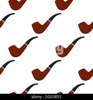 Illustration on theme many identical seamless types smoke pipes different size for tobacco. Pipe pattern consisting of color collection accessory of s Stock Vector