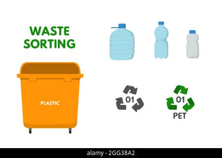 Orange garbage bin for plastic vector illustration. Stock Vector