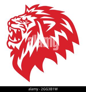 Red Lion Head Angry Roaring Logo Vector Icon Stock Vector
