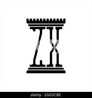ZX Logo monogram with pillar shape white background design template Stock Vector