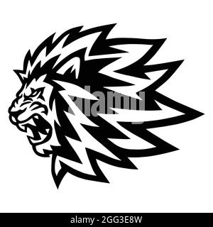 Angry Lion Head Roaring Logo Mascot Vector Icon Stock Vector