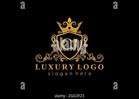 CJ Letter Royal Luxury Logo template in vector art for Restaurant, Royalty, Boutique, Cafe, Hotel, Heraldic, Jewelry, Fashion and other vector illustr Stock Vector