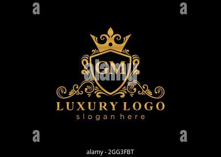 GM Letter Royal Luxury Logo template in vector art for Restaurant, Royalty, Boutique, Cafe, Hotel, Heraldic, Jewelry, Fashion and other vector illustr Stock Vector
