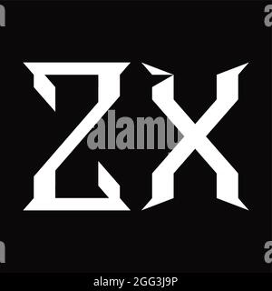 ZX Logo monogram with slice shape blackground design template Stock Vector