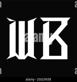 WB Logo monogram with slice shape blackground design template Stock Vector