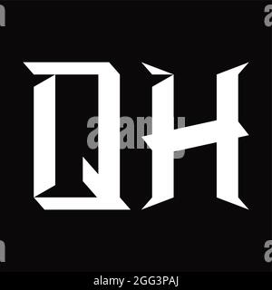 QH Logo monogram with slice shape blackground design template Stock Vector