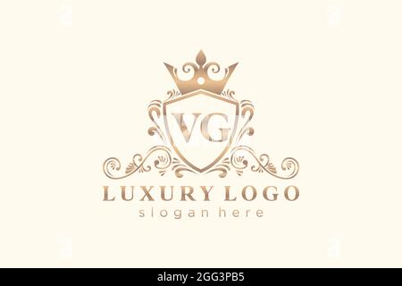VG Letter Royal Luxury Logo template in vector art for Restaurant, Royalty, Boutique, Cafe, Hotel, Heraldic, Jewelry, Fashion and other vector illustr Stock Vector