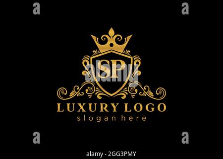 SP Letter Royal Luxury Logo template in vector art for Restaurant, Royalty, Boutique, Cafe, Hotel, Heraldic, Jewelry, Fashion and other vector illustr Stock Vector
