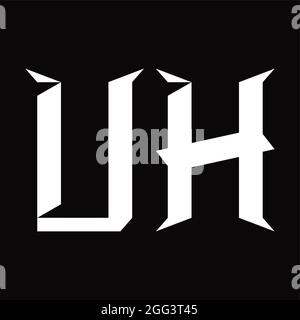 UH Logo monogram with slice shape blackground design template Stock Vector