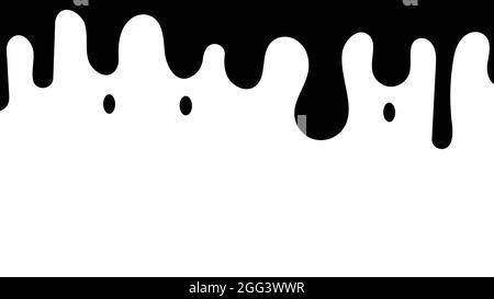 Silhouette of dripping liquid, splashing ink, oil or sauce flowing down. The paint drips from the top. Vector illustration. Stock Vector