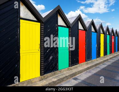 Beach huts in Lowestoft, Suffolk, East Anglia, England, UK Stock Photo