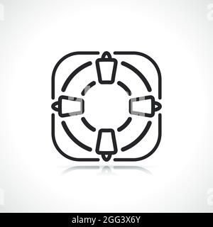 life buoy thin line icon isolated design Stock Vector