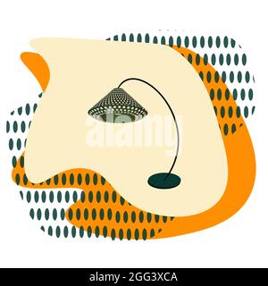 Fashionable trendy floor lamp in a pattern with polka dots on a green background for interior decoration Stock Vector