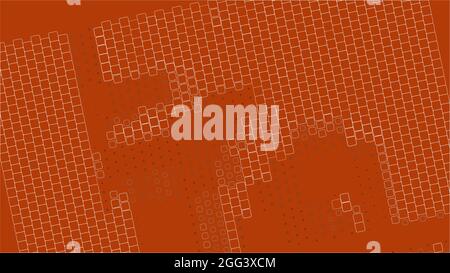 Abstract texture. Square geometric pattern. Orange background. 2D rendering digital illustration. Stock Vector