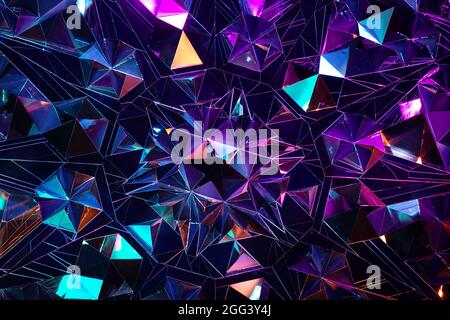 Neon abstract texture background with geometric triangle form shapes Stock Photo