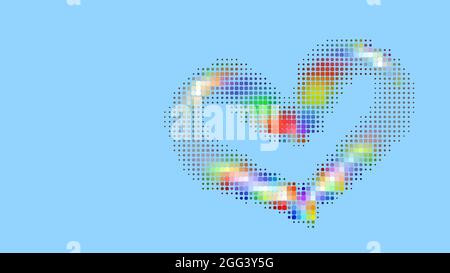 Heart design with blue background. Isolated element. Halftone style. Stock Vector