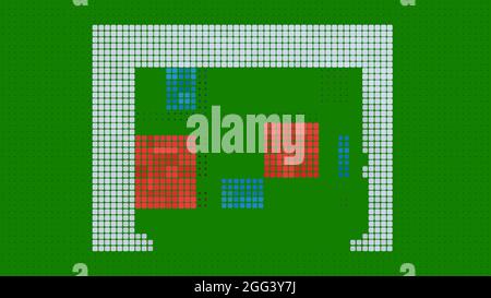 Isolated element on green background. Geometry of squares, pixel style. Stock Vector