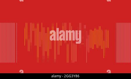 Abstract design with vertical striped geometry. Red background. Stock Vector