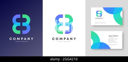 Flat minimal Colorful Initial EB BE Logo With Premium Corporate Stylish Business Card Design Vector Template for Your Company Business Stock Vector