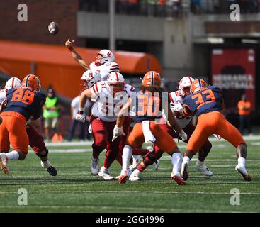 Nebraska Cornhuskers quarterback Adrian Martinez (2) warms up before ...