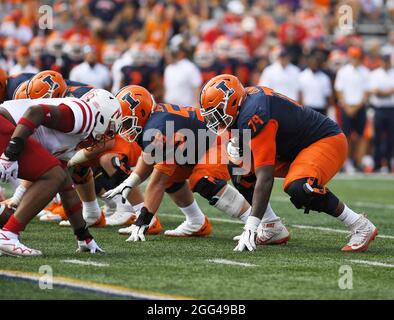 August 28, 2021: Illinois Fighting Illini quarterback Brandon Peters (18)  in action during the NCAA football game between Illinois Fighting Illini vs  Nebraska Cornhuskers at Memorial Stadium in Champaign, Illinois. Dean  Reid/CSM/Sipa