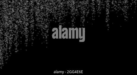 Falling numbers, big data concept. Binary white chaotic flying digits. Flawless futuristic banner on black background. Digital vector illustration with falling numbers. Stock Vector