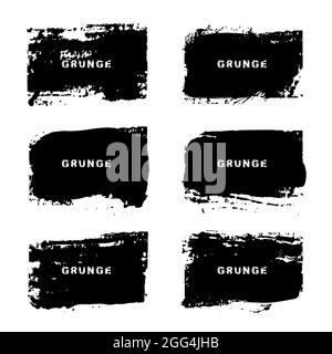 Set of grunge rectangle shapes. Vector distress textures. Blank dusty shapes for banners, logo, insignias, icons, badges, emblems, labels and pattern Stock Vector