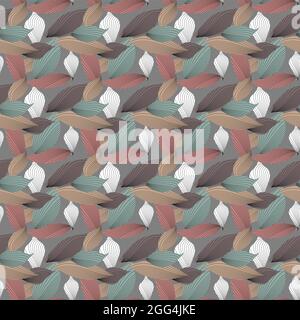 Overlapping Leaf Painting Repeat Textile Vector Illustration Stock Vector
