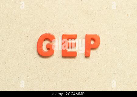 Color alphabet letter with word GEP (abbreviation of good engineering practice) on wood background Stock Photo