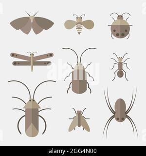 Vector of insects group on white background. Insect. Animal. Insects Icon. Easy editable layered vector illustration. Wild Animals. Stock Vector