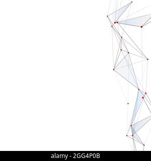 Plexus mesh, red points and gradient triangles. Abstract geometric pattern. Background with place for text. Vector illustration. Stock Vector