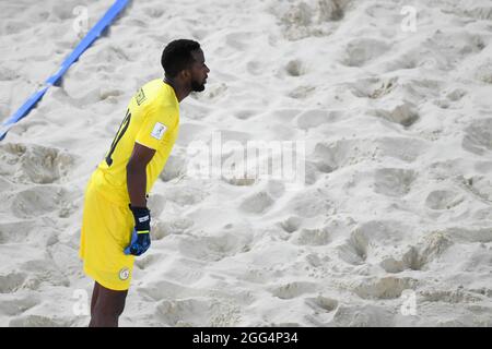 Moscow, Moscow, Russia. 28th Aug, 2021. Luzhniki Stadium.The 2021 Beach Soccer World Cup. Senegal goalkeeper AMADOU BA during the match between Japan and Senegal (Credit Image: © Daniel Kutepov/ZUMA Press Wire) Stock Photo
