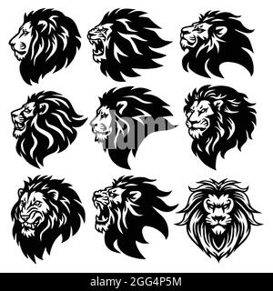 Lion Logo Set. Premium Design Collection. Vector Illustration Stock Vector