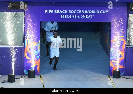 Moscow, Moscow, Russia. 28th Aug, 2021. Luzhniki Stadium.The 2021 Beach Soccer World Cup. The players of the national team of Senegal take the field for the match between Japan and Senegal (Credit Image: © Daniel Kutepov/ZUMA Press Wire) Stock Photo