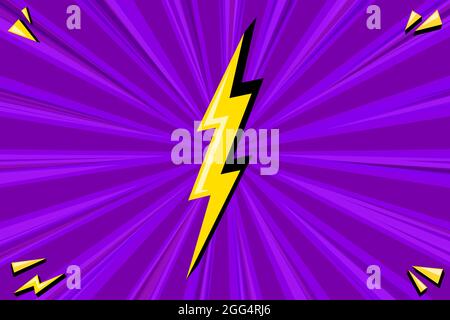 Superhero halftoned background with lightning. Purple comic design with ...