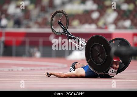 Tokio, Japan. 28th Aug, 2021. Paralympics: Athletics, men's 5000 m, final, at the Olympic Stadium. Julien Casoli from France. Credit: Marcus Brandt/dpa/Alamy Live News Stock Photo