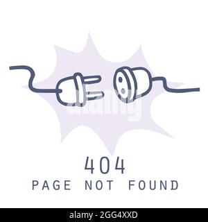 404 Page Not Found Error. Internet Connection Page Template. Doodle Vector Illustration Stock Vector