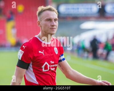 Barnsley, UK. 28th Aug, 2021. Cauley Woodrow #9 of Barnsley post match in Barnsley, United Kingdom on 8/28/2021. (Photo by Craig Hawkhead/News Images/Sipa USA) Credit: Sipa USA/Alamy Live News Stock Photo