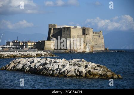 View of the bay of Naples from a belvedere road, Italy. Stock Photo