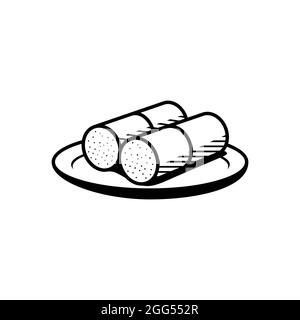 South indian breakfast dish Steam Rice cake also known Kerala Puttu outine sketch Stock Vector