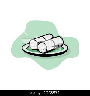 South indian breakfast dish Steam Rice cake also known Kerala Puttu Stock Vector