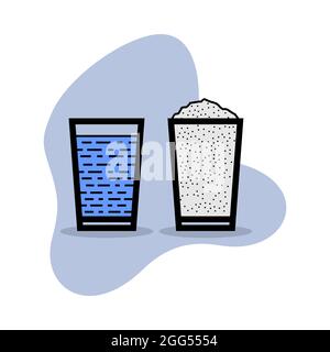 One cup of water and One cup of Rice Powder for making Kerala Puttu also known Rice steam cake Stock Vector