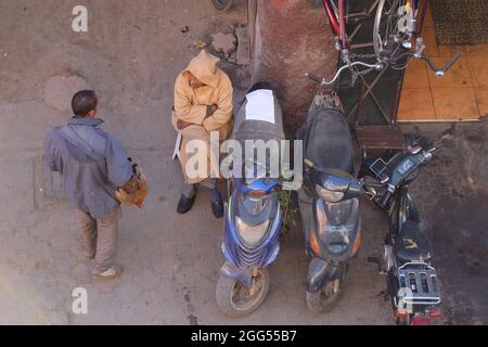 Street scene in Marrakesh Medina, the fourth largest city in the Kingdom of Morocco. Stock Photo